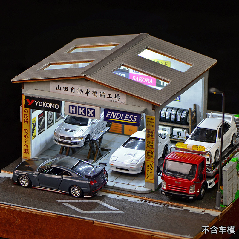 Model Kit Display - 1:64 스케일 DIY 자동차 정비소 디오라마