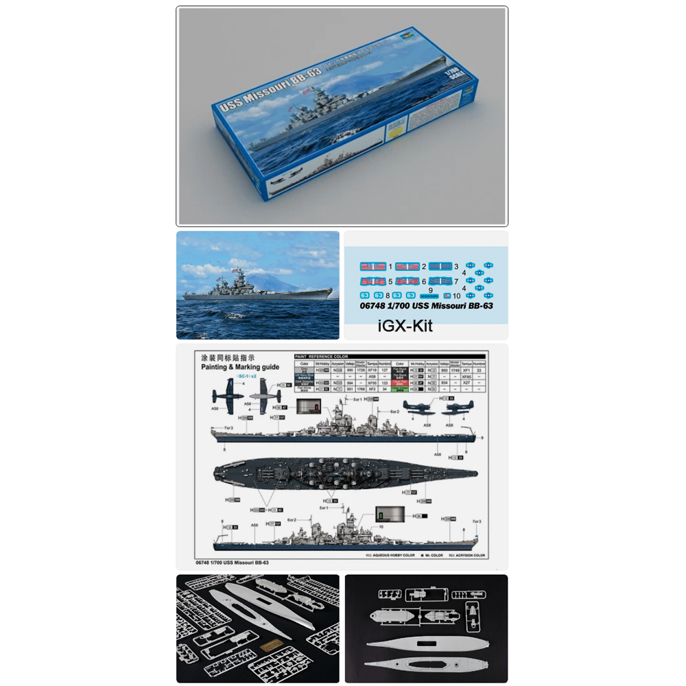Model Kit Uss Missouri - 트럼펫 06748 1/700 스케일 USS BB-63