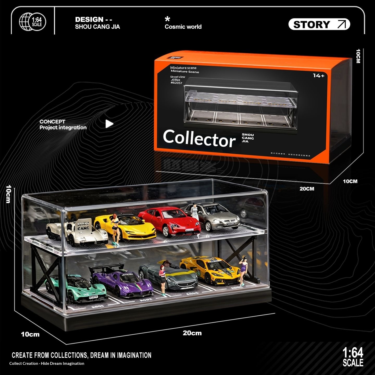 Model Kit Display - 컬렉터 1:64 스케일 2층 주차장 디오라마