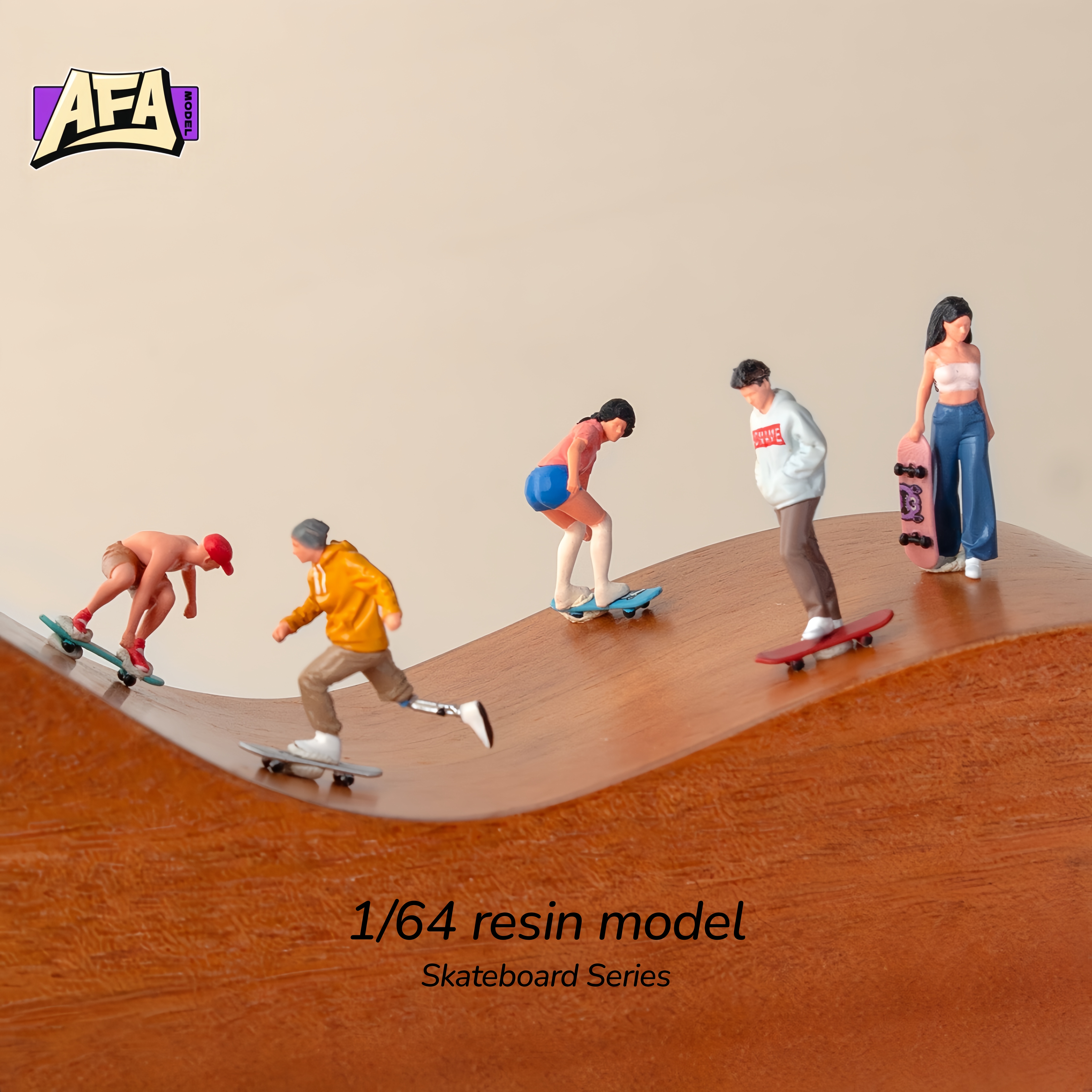 Model Kit Display - 1/64 레진 디오라마 스케이트 미니어처 피규어
