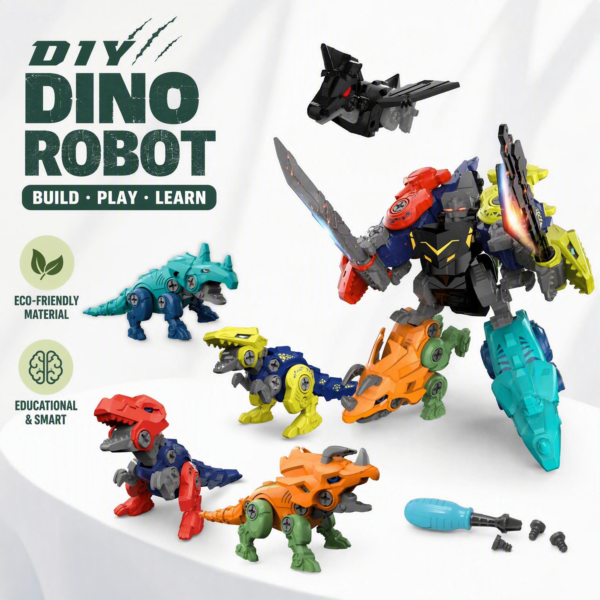 Model Kit Dinosaur Bandai - 5 IN 1 어린이 조립 공룡