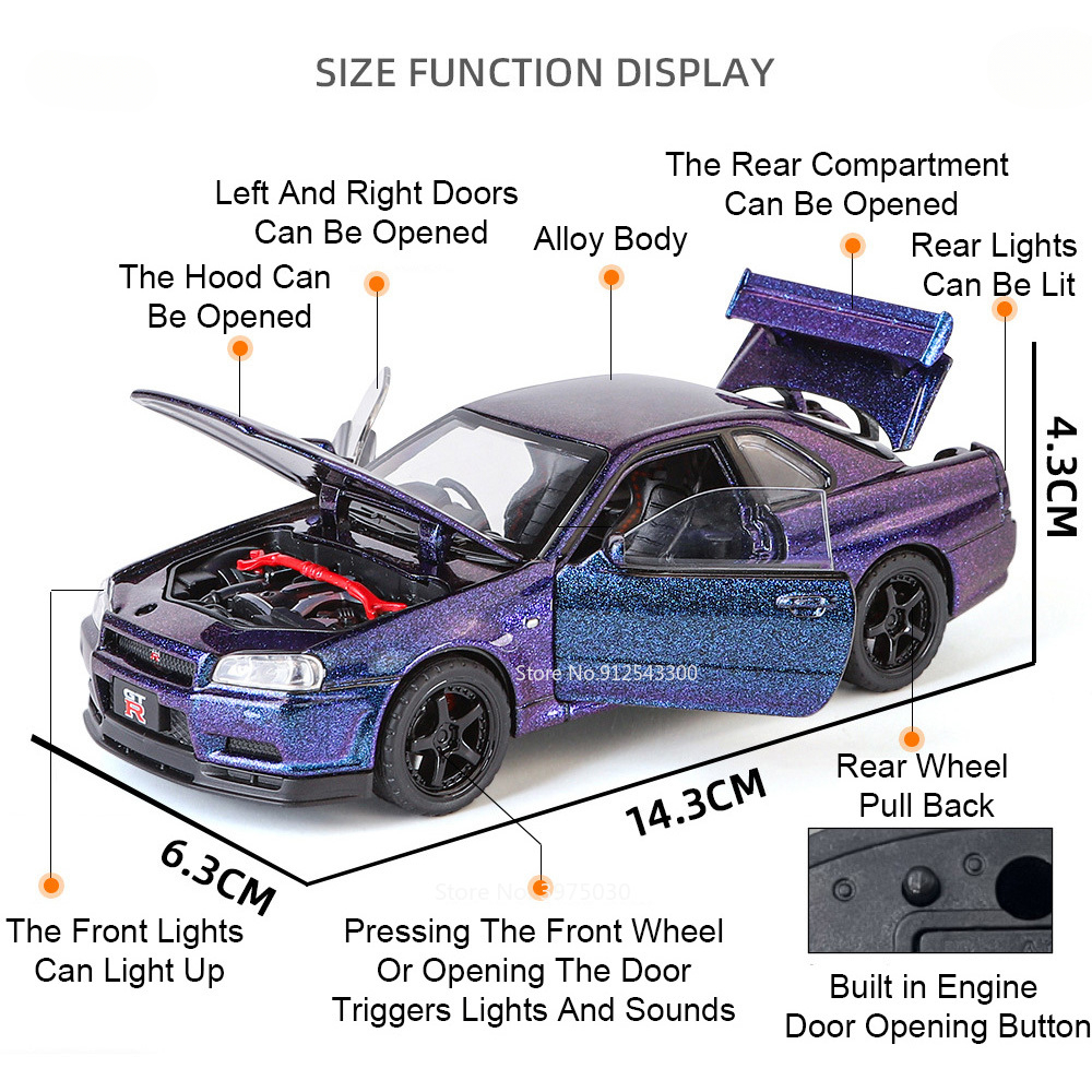 SKYLINE GTR R34 럭셔리카 로고 모델 장난감 - Model Kit R34 리뷰 및 가격