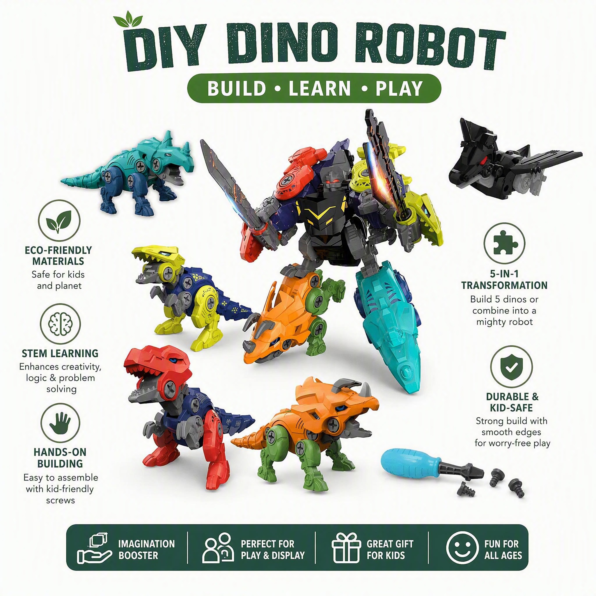 5 IN 1 어린이 조립 공룡 변환 디노 로봇 생성자  - Model Kit Dinosaur Bandai 리뷰 및 가격