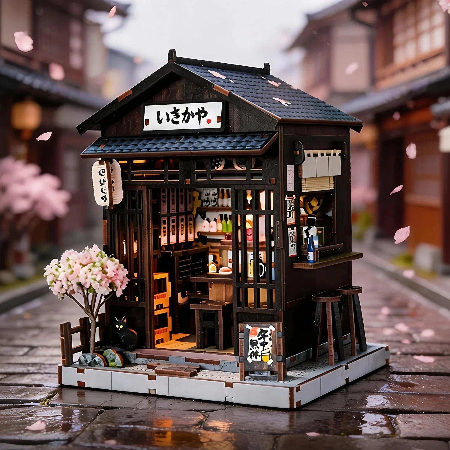 DIY 나무로 만든 일본 사쿠라 이자카야 코티지 미니어 - Model Kit Japanese 리뷰 및 가격