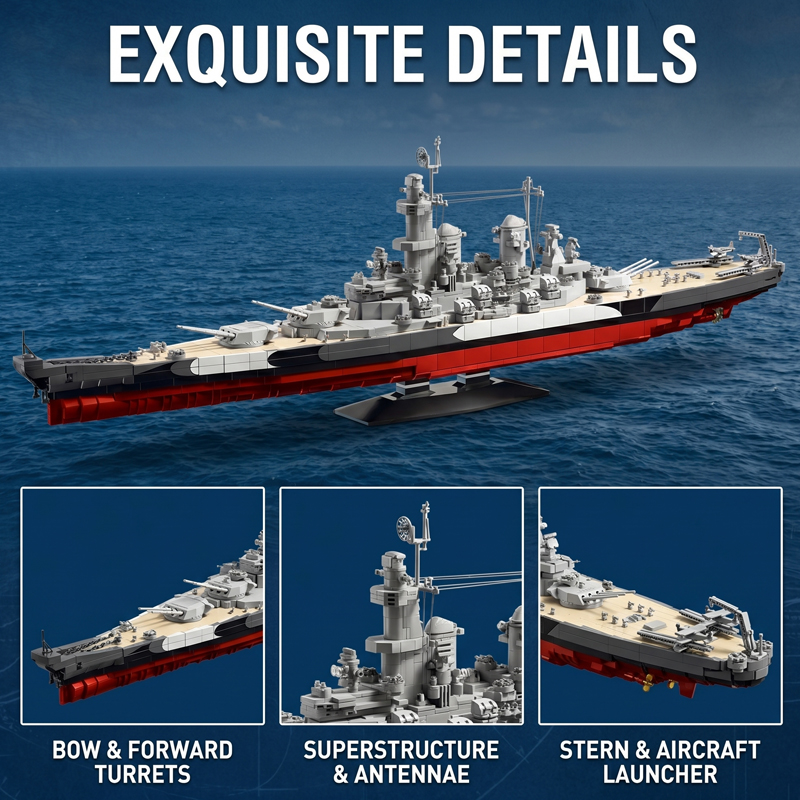 2568PCS USS 미주리 전함 조립 블록 세트 1: - Model Kit Uss Missouri 리뷰 및 가격